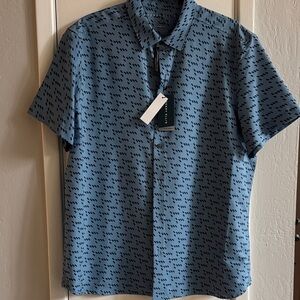 Men's Perry Ellis Blue Patterned Shirt- L NWT